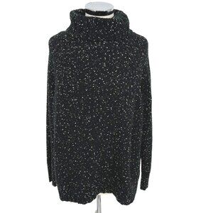 Doe & Rae Speckled Turtleneck Sweater Black White Size Large